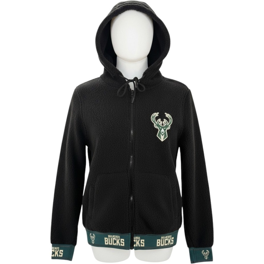 NBA Milwaukee Bucks Ultra Game Sherpa Fleece Full Zip Hoodie Women Small NEW